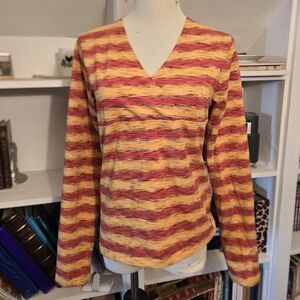The North Face Stripes Faux Wrap Shirt Women A5 Series Y2k Sz Large Empire Waist